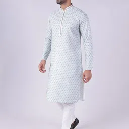 AURIK Men Printed Regular Kurta with Pyjamas image 2