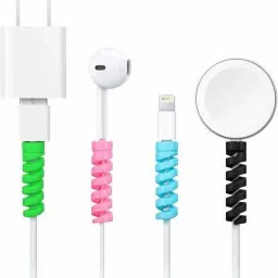VENNE ORIGNAL 4 Pieces Cable Protector for Earphones & USB Cable Chargers Cable Protector (Multi Color) Cable Protector-29