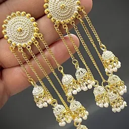 Zoey Artificial Beaded Circular Shaped Drop Earrings-34