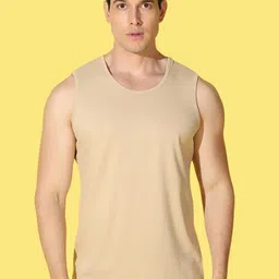 WOOSTRO Pack Of 2 Printed Combed Cotton Gym Vests VWS26(MORE RUST)(PLAIN RUST) image 4