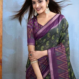 MORDEN MUSE Printed Chanderi Silk Saree With Blouse Piece-picture-14