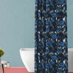 ArtzFolio Black & Grey Floral Printed Waterproof Shower Curtain-6