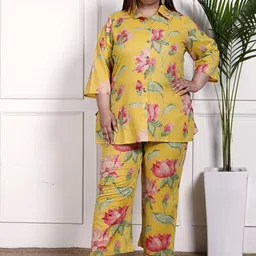 KALINI Floral Printed Shirt Collar Pure Cotton Shirt With Trousers-picture-15