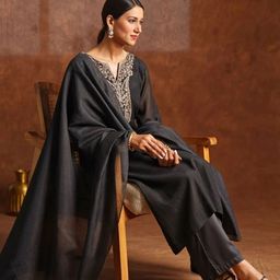 Moda Rapido Women Embroidered Silk Blend Kurta Sets With Dupatta-picture-31