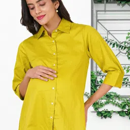 BAESD Women Cotton Maternity Shirt Style Longline Top-image-12
