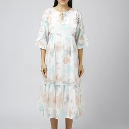 MeeMee Floral Printed Keyhole Neck Applique Formal Fit & Flare Midi Dress-image-57