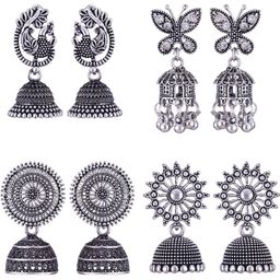 Sangria Peacock Shaped Jhumkas Earrings-image-57