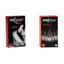 Manforce Set Of 2 3 In 1 Wild Strawberry Flavor & Overtime Orange Condoms - 10 Pcs Each-15