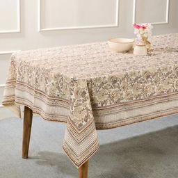 Fabindia Brown Floral Printed Cotton 6-Seater Table Cover-31