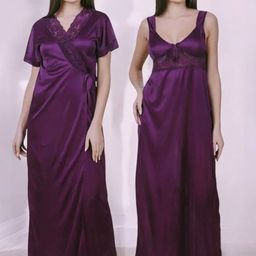XPIOX Women Solid Maxi Nightdress-image-17