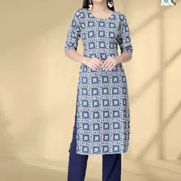 HERE&NOW Selection Of 2 Geometric Printed Round Neck Straight Kurta-image-16