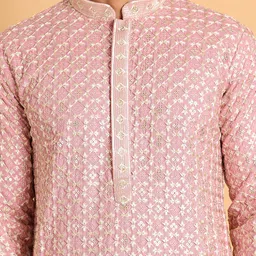 Jompers Men Embroidered Regular Sequinned Kurta with Pyjamas image 2
