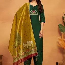 KALINI Women Ethnic Motifs Embroidered Regular Patchwork Kurta with Salwar & With Dupatta-41