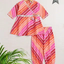 The Magic Wand Girls Leheriya Printed Regular Pure Cotton Kurta with Patiala-picture-52