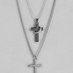 PARIS HAMILTON Unisex Set Of 2 Silver-Plated Oxidised Necklace-image-84