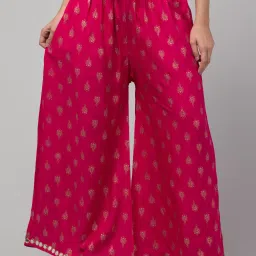 Women Straight Fit Pink Cotton Blend Trousers-image-99