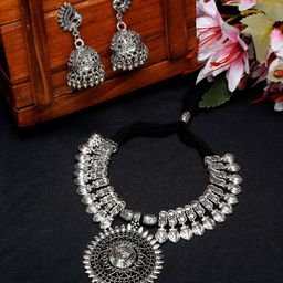YouBella Silver-Plated Oxidised Jewellery Set-image-54