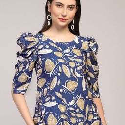 FASHION DREAM Print Puff Sleeve Cotton Top-picture-7