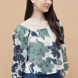 Colour Me by Melange Print three-quarter Top-16