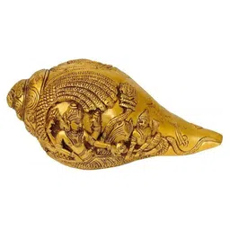 Exotic India Brass Conch With Lord Vishnu & Lakshmi Ji-image-28