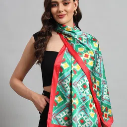 Ravaiyaa Women Satin Ikat Printed Casual Scarf-image-47