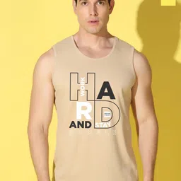 WOOSTRO Pack Of 2 Printed Combed Cotton Gym Vests VWS26(HARD RUST)(RUN YELLOW)-41