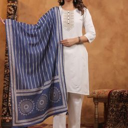 Span Women Solid Yoke Design Regular Pure Cotton Kurta & TrousersWith Dupatta-picture-53