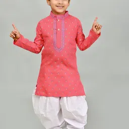 NFC CREATION Boys Floral Printed Regular Thread Work Kurta with Patiala image 1