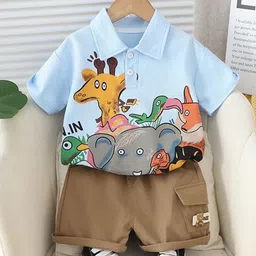 POP STREET KIDS Boys Printed T-shirt with Shorts-picture-46