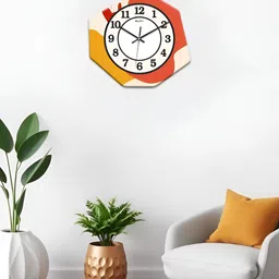 OLIVE TREE White & Yellow Printed Geometric Wall Clock-3