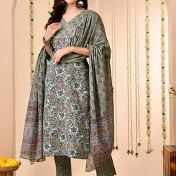 Anouk Women Floral Printed Regular Pure Cotton Kurta with Trousers & With Dupatta-image-37