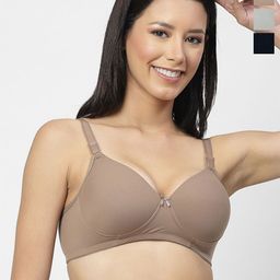 SHYAM SONS FLAIR Plainmould Pack Of 3 Full Coverage Lightly Padded Seamless Bra-picture-28