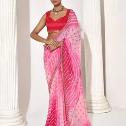 all about you Bandhani Sequinned Pure Georgette Bandhani Saree-57