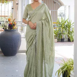 GHAN SALS Striped Embellished Beads and Stones Saree-picture-10