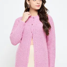CREATIVE LINE Women Woollen Longline Cardigan-image-85