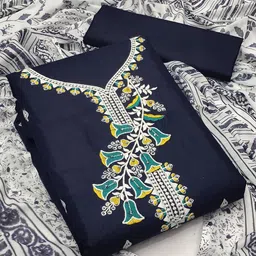 LADY SHOPI Embroidered Pure Cotton Unstitched Dress Material-image-27