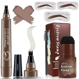Adbeni Set Of 2 Eyebrow Pen - 20 g & Eyebrow Stamp Powder - 24 g - Dark Brown-36