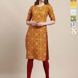 7Threads Women Pack Of 6 Ethnic Motifs Printed Daily Straight Kurtas-image-85