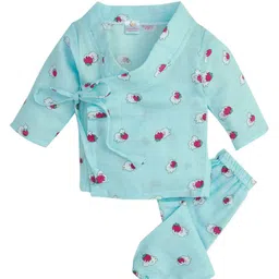 Babywish Kids Printed V-Neck Pure Cotton Jhabla and Pyjamas-picture-43
