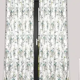 Banchmark Home Furnishings Blue & White 2 Pieces Floral Printed Long Door Curtains-picture-42
