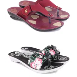 DRACKFOOT Women Set of 2 Open Toe Flats With Comfort Sandals-picture-4