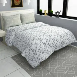 SHIRIN CREATION White & Blue Floral 350 TC King Bedsheet with 2 Pillow Covers-image-30