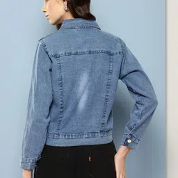 CORSICA Women Blue Cotton Denim Jacket-picture-28