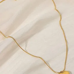Jewels Galaxy Gold-Plated Anti Tarnish Stainless Steel Heart Shaped Pendant with Chain-52
