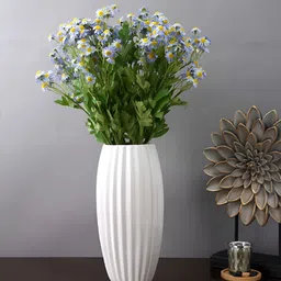 TAYHAA Blue 2 Pieces Artificial Flower With Pot-44