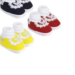 NESKA MODA 0 To 6 Months Baby Girls Pack of 3 Pair Cotton Butterfly Frill Newborn Soft Baby Booties-picture-9
