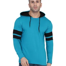 Blisstone Hood Colour Blocked Slim Fit Cotton Casual T-shirt-image-80