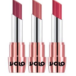 VOLO Set Of 3 Creme Matte Lipstick 3.5g Each- Cherry 631-Light Peach 632-Pink 641-13