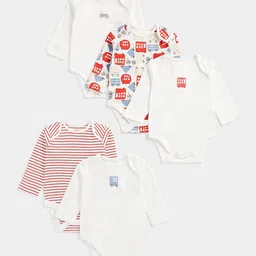 mothercare Infant Boy Pack Of 5 Printed Cotton Bodysuits-image-43