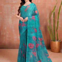 Garden Vareli Floral Print Pure Chiffon Saree-picture-23